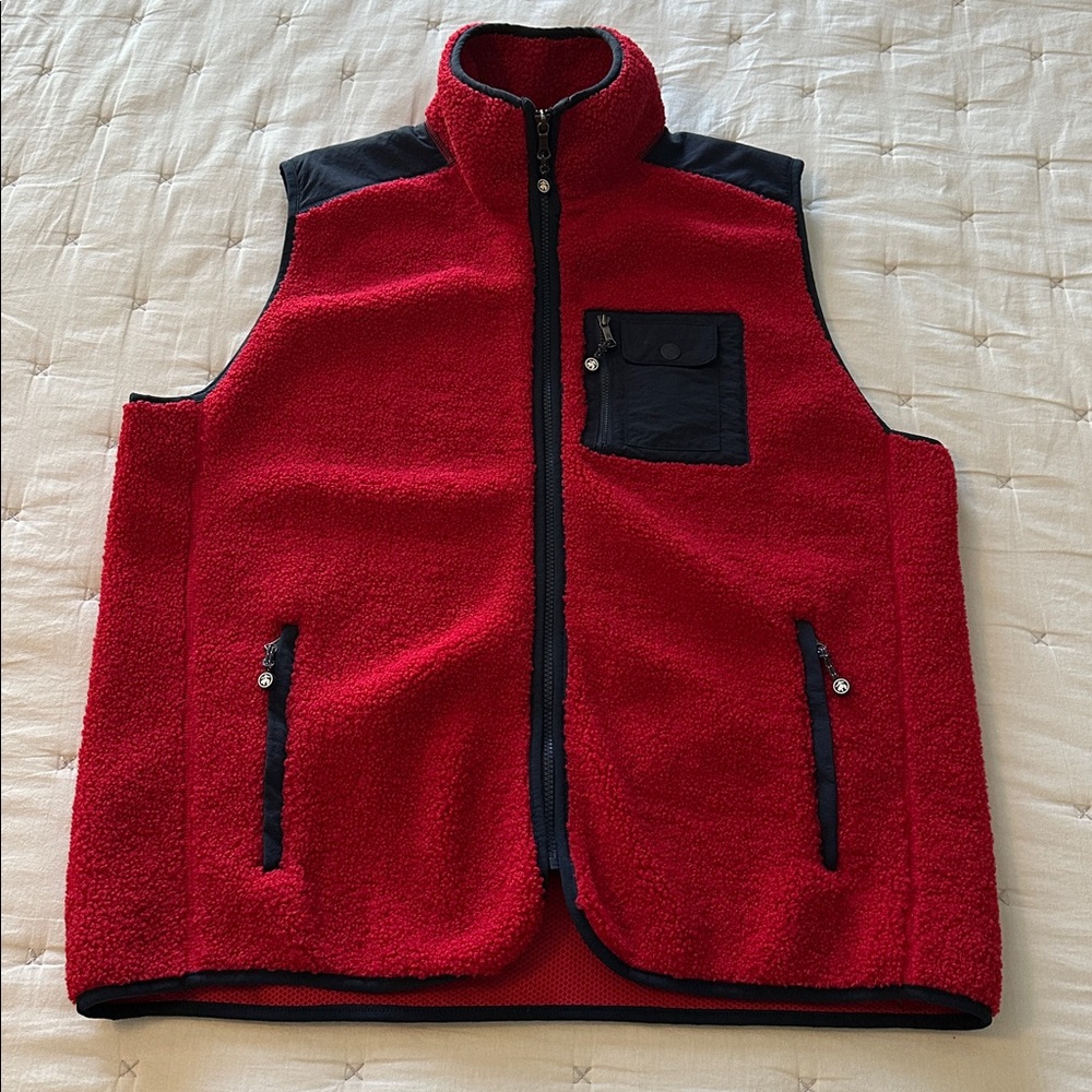 Brooks Brothers Red and Navy Blue Fleece Vest